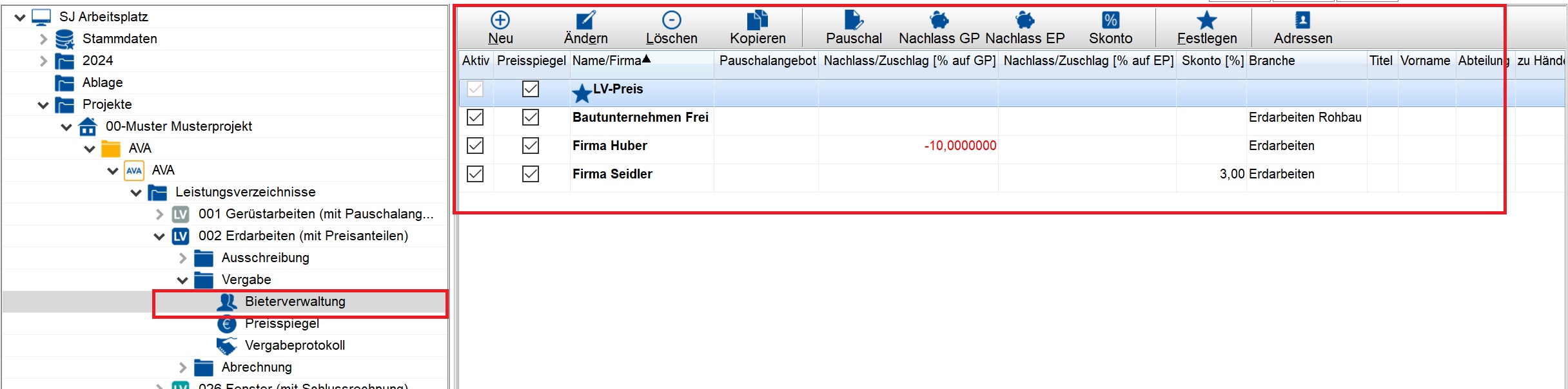 SJ OFFICE AVA Bieterverwaltung